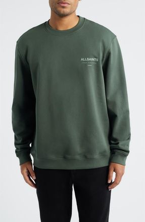 AllSaints Underground Logo Organic Cotton Graphic Sweatshirt in Garnet Green at Nordstrom, Size Xx-Large