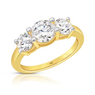 MAX + STONE 14k Yellow or White Gold 2 Carat Cubic Zirconia Anniversary or Engagement Ring