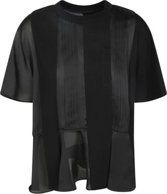 sacai Geplooide Blouse - Dames - Blouses - Zwart - S - Katoen - Overhemden