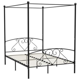 vidaXL Estructura Cama Con Dosel Sin Colch&oacute;n Metal Negro 140x200 Cm Vidaxl