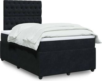 vidaXL Cama Box Spring Con Colch&oacute;n Terciopelo Negro 120x190 Cm Vidaxl