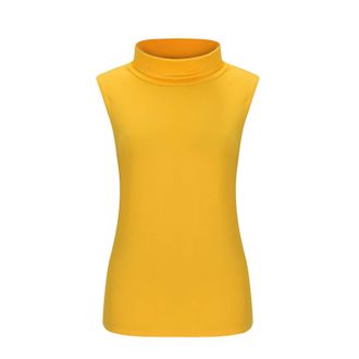 Generic Womens Tank Top Clasic Ladies T Shirts Vest Cami Top Tee Womens Fit Turtleneck Slim Blouse Shirt Sleeveless Solid Womens Blouse Features: Cropped Work