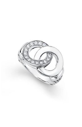 Lagos Signature Caviar Diamond Link Ring in Silver at Nordstrom, Size 7