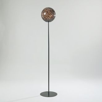 Maisons du monde L&aacute;mpara de pie de acero negro y pantalla de vidrio moteado, 150 cm