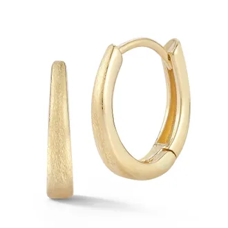Ember Fine Jewelry 14K Gold Satin Oval Huggies