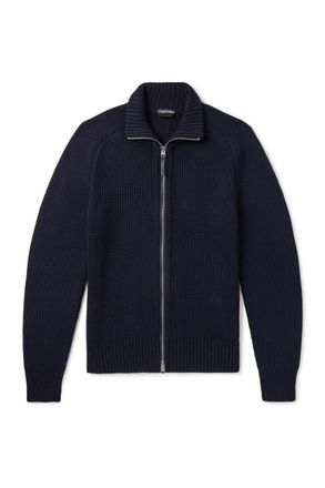 Tom Ford Slim-Fit Ribbed Silk and Merino Wool-Blend Cardigan