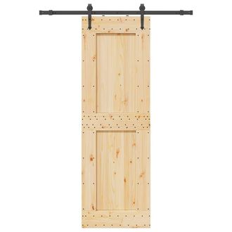 Berkfield Home Sliding Door with Hardware Set 70x210 cm Solid Wood Pine in Brown