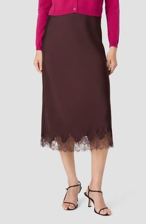 French Connection Ennis Satin Lace Midi Skirt in Cocoa Brown at Nordstrom, Size X-Large