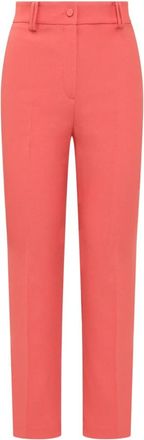 Hebe Studio Tailored High-Waisted Broeken - Dames - Straight fit broeken - Oranje - S - Leer - Broeken