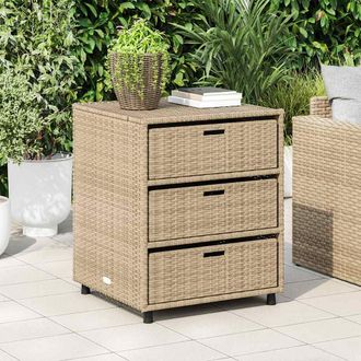vidaXL Armario De Almacenaje De Jard&iacute;n Rat&aacute;n Pe Beige 55x59x69 Cm Vidaxl