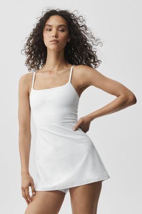 Alo Alosoft Encore Tennis Dress in White, Size: Medium