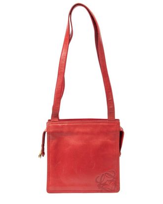 Loewe Red Calfskin Leather Small Anagram Tote (Authentic Pre-Loved)
