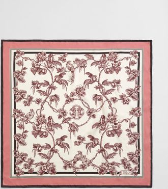 GANT Women Tree Print Silk Scarf (ONE SIZE) PLUM WINE