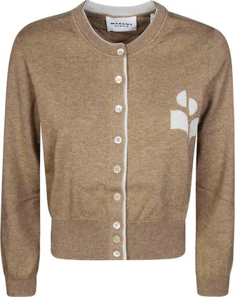 Isabel Marant Brown Floral Motif Cropped Cardigan