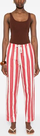 Forte_Forte gestreepte broek met trekkoord