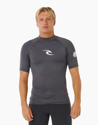 Rip Curl Mens Rip Curl Mens Waves Short Sleeve Rash Vest - Grey - Size: 44