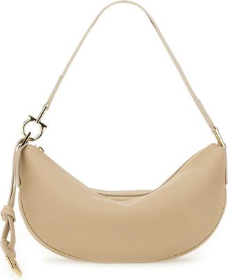 Ferragamo Womens Hobo S Bag Beige Calf Leather Shoulder