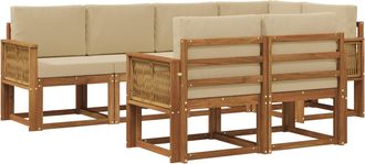 vidaXL Conjunto De Sof&aacute;s De Exterior 7 Uds. Natural Y Beige Poli&eacute;ster Vidaxl