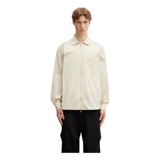 Filling Pieces Zip Shirt - Heren - Casual Overhemden - Geel - XL - Katoen - Overhemden