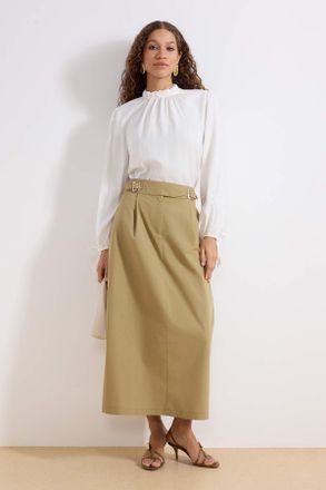 Trendyol Modest Dames Kaki Effen Maxi A-lijn Modest Rokken