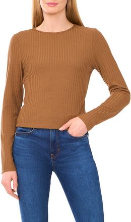 Halogen Fitted Raglan Sleeve Knit Top in Rich Cognac at Nordstrom Rack, Size Xx-Small