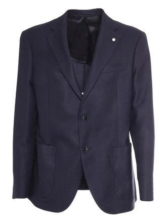 Luigi Bianchi Mantova two-button patch-pocket blazer - Blue