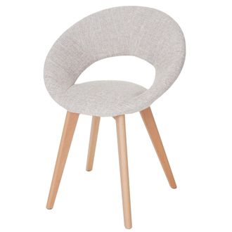 Hhg [nunca Usado] Silla De Comedor Palermo Iii, Silla Silla De Cocina, Dise&ntilde;o Retro A&ntilde;os 50, Textil, Crema/gris