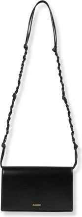 Jil Sander Tangle Portemonnee met Band - Dames - Schoudertassen - Zwart - ONE Size - Leer - Tassen