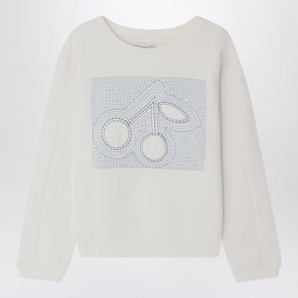 BONPOINT Gena white sweatshirt with embroidered cherries