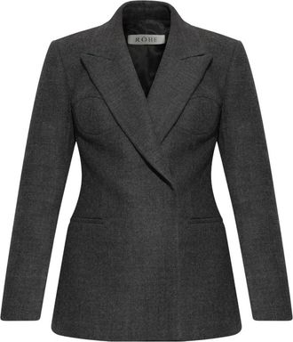 R&oacute;he Wolblazer met enkele split - Dames - Blazers - Grijs - M - Wol - Jassen
