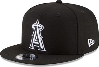 New Era Unisex-Adult MLB 9Fifty Black White Primary Logo Adjustable Snapback Hat Cap One Size Fits All, Los Angeles Angels, One size