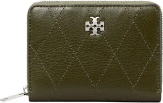 Tory Burch Charlie Quilted Small Zip Around Leather Wallet in Leccio at Nordstrom