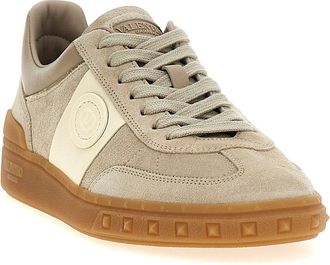 Valentino Garavani Womens Beige Calfskin Low Top Sneakers