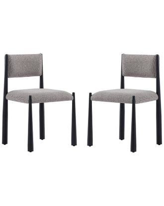 Manhattan Comfort Set Of 2 Lennor Metal Boucle Side Chairs