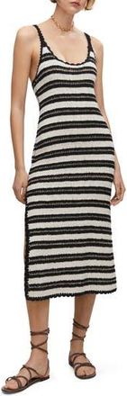 Mango Stripe Crochet Midi Dress in Black at Nordstrom Rack, Size 4