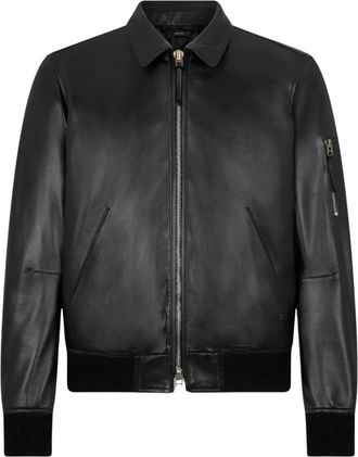 Tom Ford Soft Nappa Longe Collar Blouson - Heren - Leren en Su&egrave;de Jassen - Zwart - 2XL - Leer - Jassen