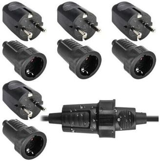 OEM Pares De Enchufes Y Tomas Schuko: Enchufe De Seguridad Ip54 De 250 V Y 16 A, Juego De Enchufe Y Toma De Goma Bipolar Con Abrazadera Para Cable, Enchuf