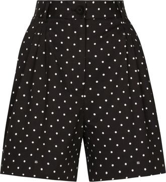 Dolce & Gabbana polka dot-print tailored shorts - women - Cotton/Elastane - 42 - Black