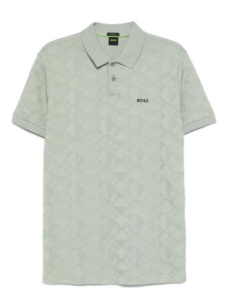BOSS Poloshirt met geometrische print - Groen