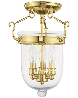 Livex Lighting Jefferson 3-Light Polished Brass Ceiling Mount