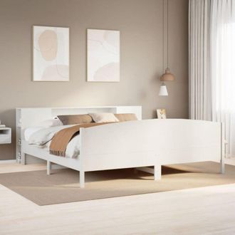 vidaXL Vidaxl - Cama Con Estanter&iacute;a Sin Colch&oacute;n Madera Maciza Blanca 180x200 Cm