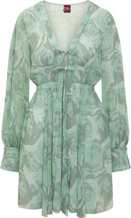 Pinko Jurk met bloemenprint en strik - Dames - Korte kleedjes - Veelkleurig - XS - Polyester - Kleedjes