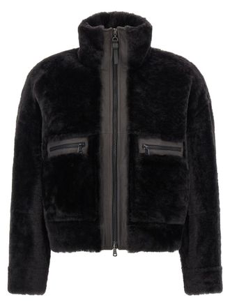 Brunello Cucinelli Shiny Zipper Pull Shearling Jacket