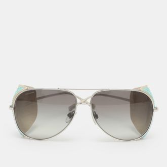 Giorgio Armani Grey/silver Ar6005-B-Z Sequins Embellished Aviator Sunglasses