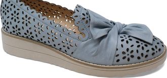 Django & Juliette Womens Omilla Slip-On Wedge Sandals In Denim-Vanilla Sole Leather