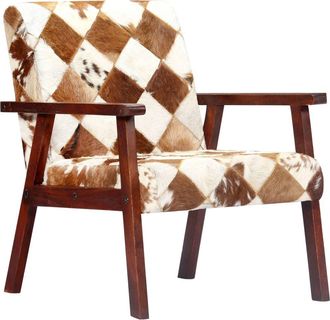 vidaXL Sill&oacute;n De Cuero Aut&eacute;ntico De Cabra Blanco Y Marr&oacute;n Vidaxl