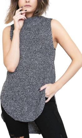Minkpink Bittersweet Wool Tweed Mock Neck Tunic Sweater Top In Black/white