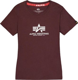 Alpha Industries T-Shirt ALPHA INDUSTRIES New Basic T-Shirt BL W, Damen, Gr. XS, rot (deep maroon), Obermaterial: 100% Baumwolle, Shirts T-Shirt