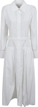 Patou Witte Maxi Overhemdjurk - Dames - Shirt Kleedjes - Wit - XS - Katoen - Kleedjes