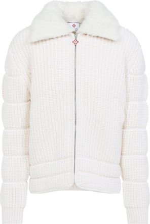 Casablanca White Merino Wool Ribbed Padded Jacket-Uomo